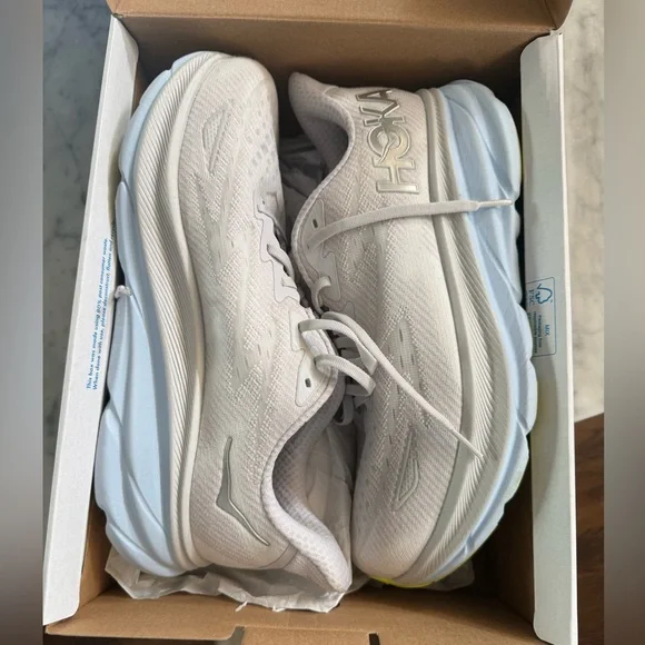 Hoka Clifton 9 women’s 10.5 wide. Gray and blue. Worn one time. Original box. - Picture 2 of 7